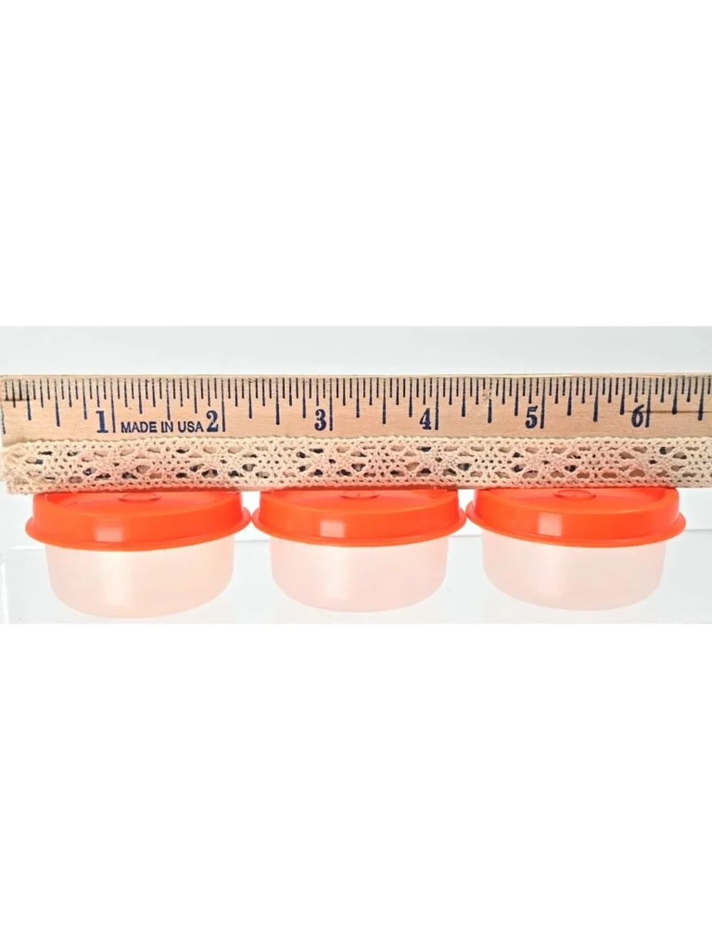 Tupperware Lot of 7 Smidgets Orange Lids 1 oz. Lunch Purse Medicine Vitamins